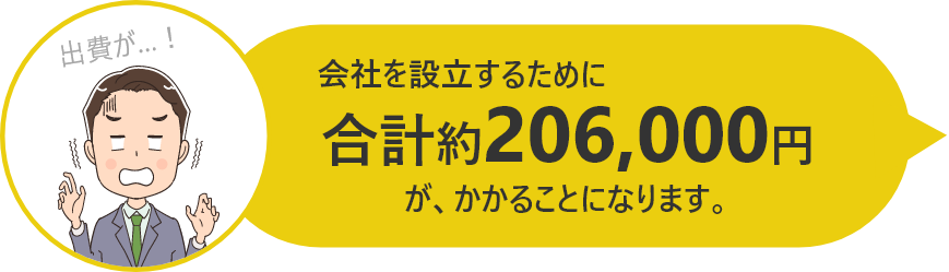会社を設立するために合計約221,000円が、かかることになります。